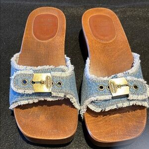 RE/DINE xDr. Scholl’s Denim Slide Sandals with Buckle